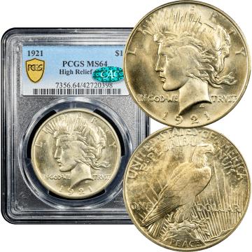 1921 High Relief Peace Dollar ($1) Composite Image