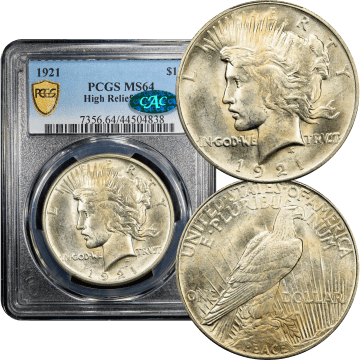 1921 High Relief Peace Dollar ($1) Composite Image