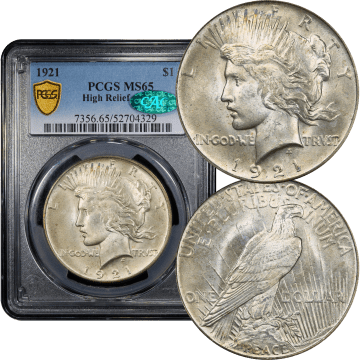 1921 High Relief Peace Dollar ($1) Composite Image
