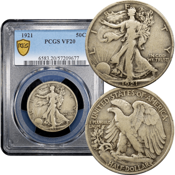 1921 Walking Liberty Half Dollar (50c) Composite Image