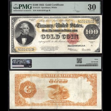 1922 $100 Gold Certificate Composite Image