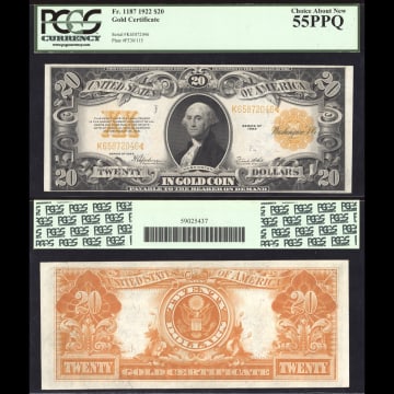 1922 $20 Gold Certificate Composite Image