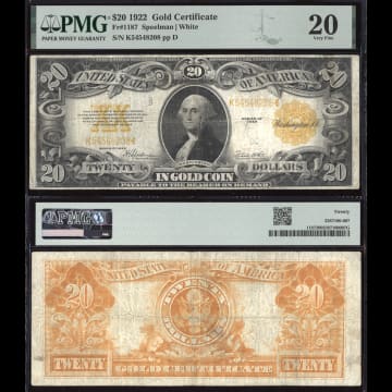 1922 $20 Gold Certificate Composite Image