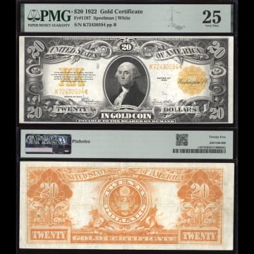 1922 $20 Gold Certificate Composite Image
