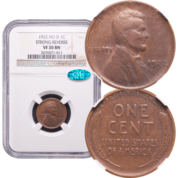 1922 No D Lincoln Cent (1c) Strong Reverse Composite Image