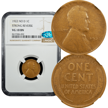 1922 No D Strong Reverse Lincoln Cent (1c) Composite Image