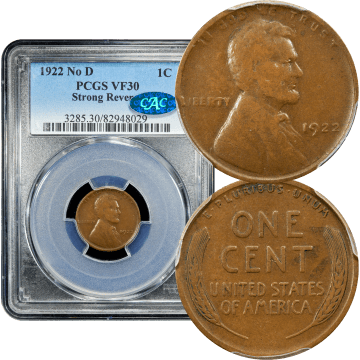 1922 No D Strong Reverse Lincoln Cent (1c) Composite Image