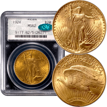 1924 Saint-Gaudens Gold Double Eagle ($20) Doily Composite Image