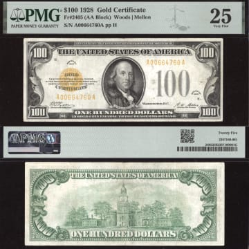 1928 $100 Gold Certificate Composite Image