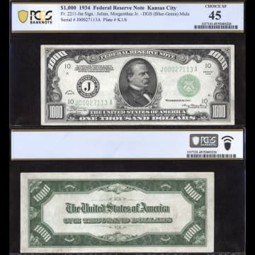 1934 $1000 Federal Reserve Note Composite Image