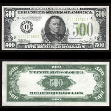 1934 $500 FRN Light Green Seal Composite Image