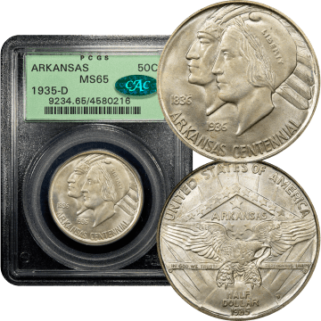 1935-D Arkansas Commemorative Half Dollar (50c) OGH Composite Image