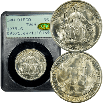 1935-S San Diego Commemorative Half Dollar (50c) Rattler Composite Image