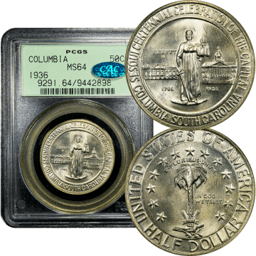 1936 Columbia Commemorative Half Dollar (50c) OGH Composite Image