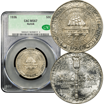 1936 Norfolk Commemorative Half Dollar (50c) Composite Image
