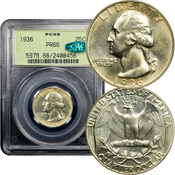 1936 Washington Quarter (25c) OGH Composite Image