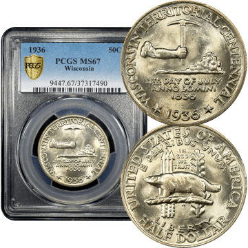 1936 Wisconsin Commemorative Half Dollar (50c) Composite Image