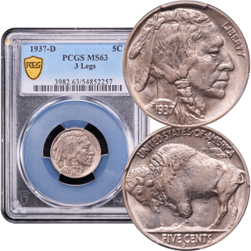 1937-D 3 Legs Buffalo Nickel (5c) Composite Image