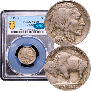 1937-D 3 Legs Buffalo Nickel (5c) Composite Image