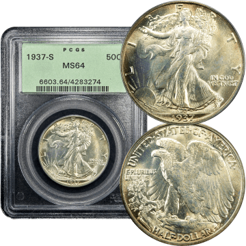 1937-S Walking Liberty Half Dollar (50c) OGH Composite Image