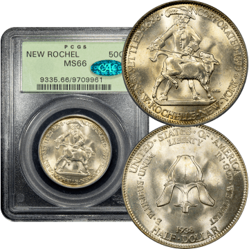 1938 New Rochelle Commemorative Half Dollar (50c) OGH Composite Image