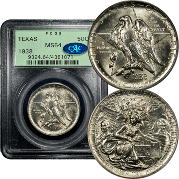 1938 Texas Commemorative Half Dollar (50c) OGH Composite Image