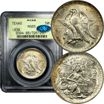 1938 Texas Commemorative Half Dollar (50c) OGH Composite Image