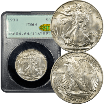 1938 Walking Liberty Half Dollar (50c) Rattler Composite Image