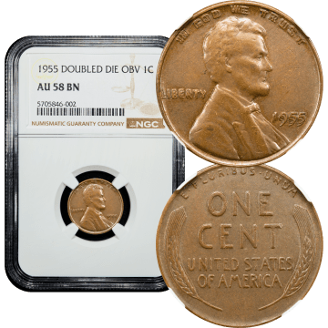 1955 Doubled Die Obverse Lincoln Cent (1c) Composite Image
