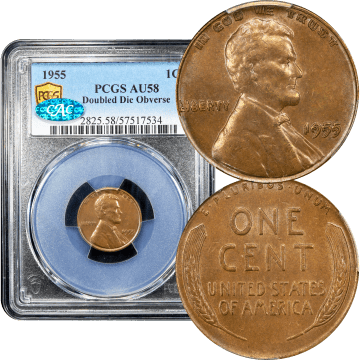 1955 Doubled Die Obverse Lincoln Cent (1c) Composite Image
