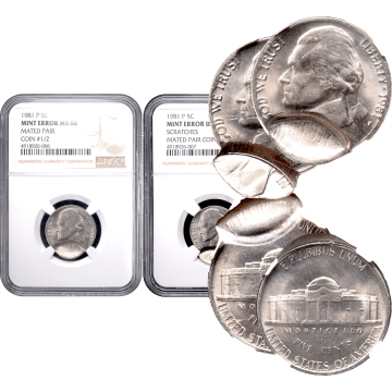 1981-P Jefferson Nickel (5c) Error - 2-Coin Mated Pair Composite Image