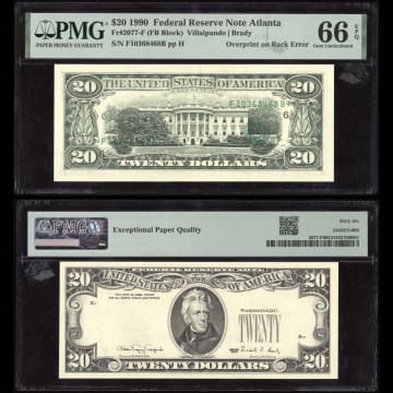 1990 $20 Overprint on Back Error Composite Image