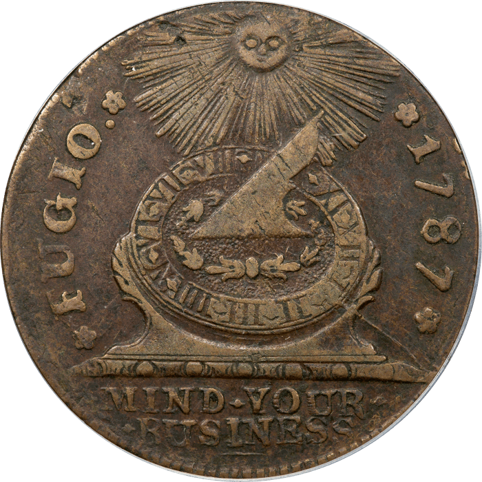 1787 Fugio Cent (1c) 4 Cinq 8 Pointed Stars OGH OBVERSE Image
