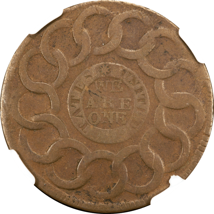 1787 Fugio Cent (1c) States United 4 Cinq Reverse Image