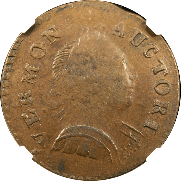 1788 Vermont Half Penny (1/2p) Bust Right Obverse Image