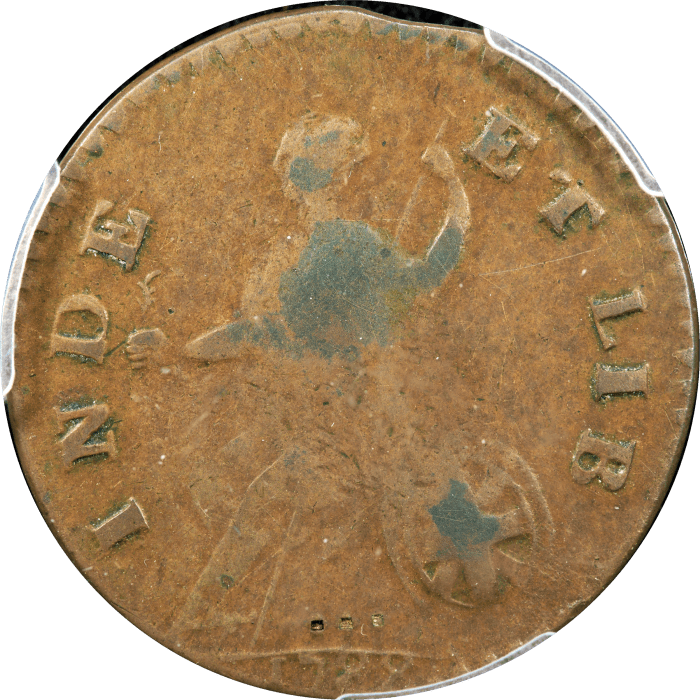 1788 Vermont Half Penny (1/2p) Bust Right REVERSE Image