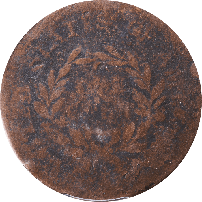 1793 Wreath Cent (1c) Lettered Edge Reverse Image