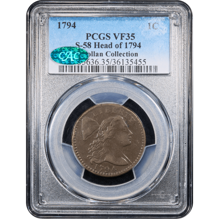 1794 Liberty Cap Large Cent (1c) S-58 Obverse Slab Image