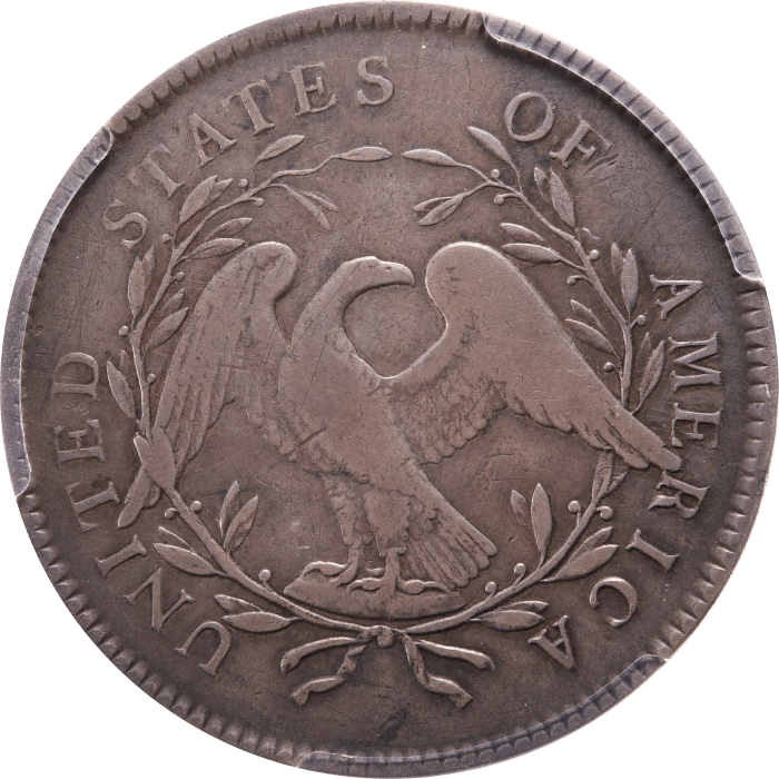 1795 Flowing Hair Dollar ($1) 2 Leaves REVERSE Image