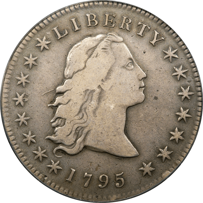 1795 Flowing Hair Dollar ($1) 3 Leaves OGH Obverse Image