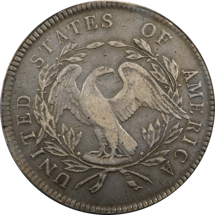 1795 Flowing Hair Dollar ($1) 3 Leaves OGH Reverse Image