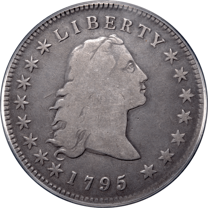 1795 Flowing Hair Dollar ($1) 3 Leaves OBVERSE Image