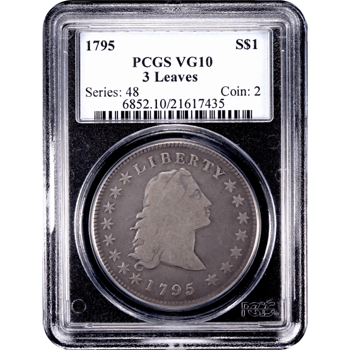 1795 Flowing Hair Dollar ($1) 3 Leaves SLAB Image