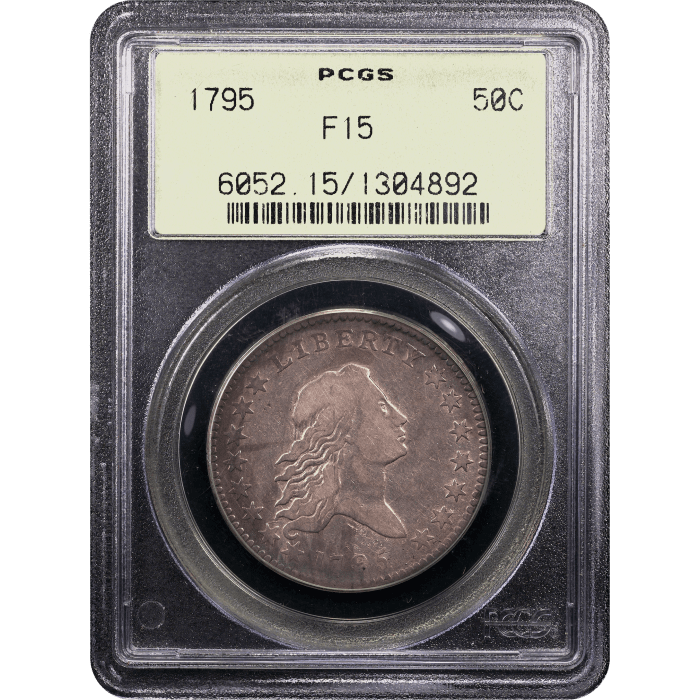 1795 Flowing Hair Half Dollar (50c) 2 Leaves Obverse Slab Image