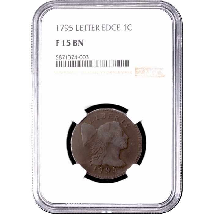 1795 Flowing Hair Large Cent (1c) Lettered Edge Obverse Slab Image