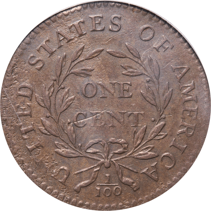 1795 Liberty Cap Large Cent (1c) Plain Edge OGH Reverse Image