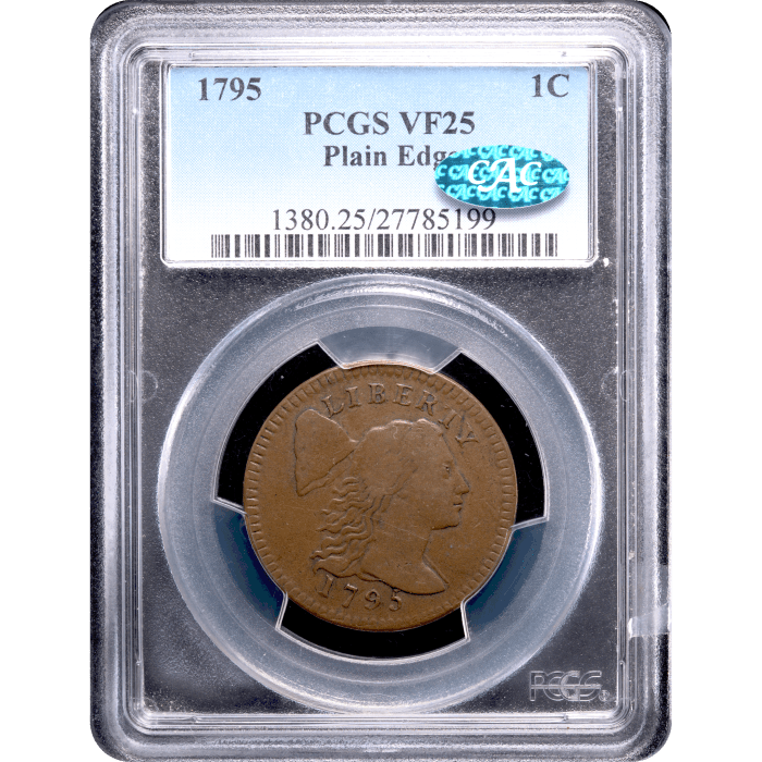 1795 Liberty Cap Large Cent (1c) Plain Edge Obverse Slab Image