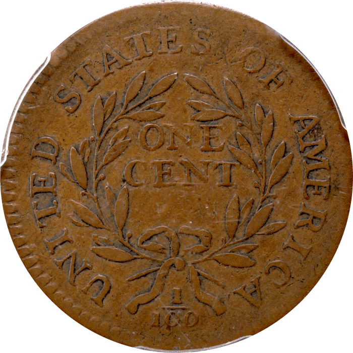 1795 Liberty Cap Large Cent (1c) Plain Edge Reverse Image