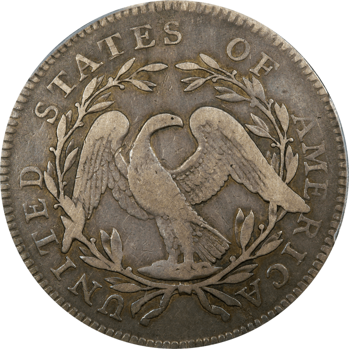 1795/1795 Flowing Hair Half Dollar (50c) 2 Leaves Recut Date Reverse Image