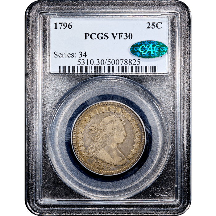 1796 Draped Bust Quarter (25c) Obverse Slab Image